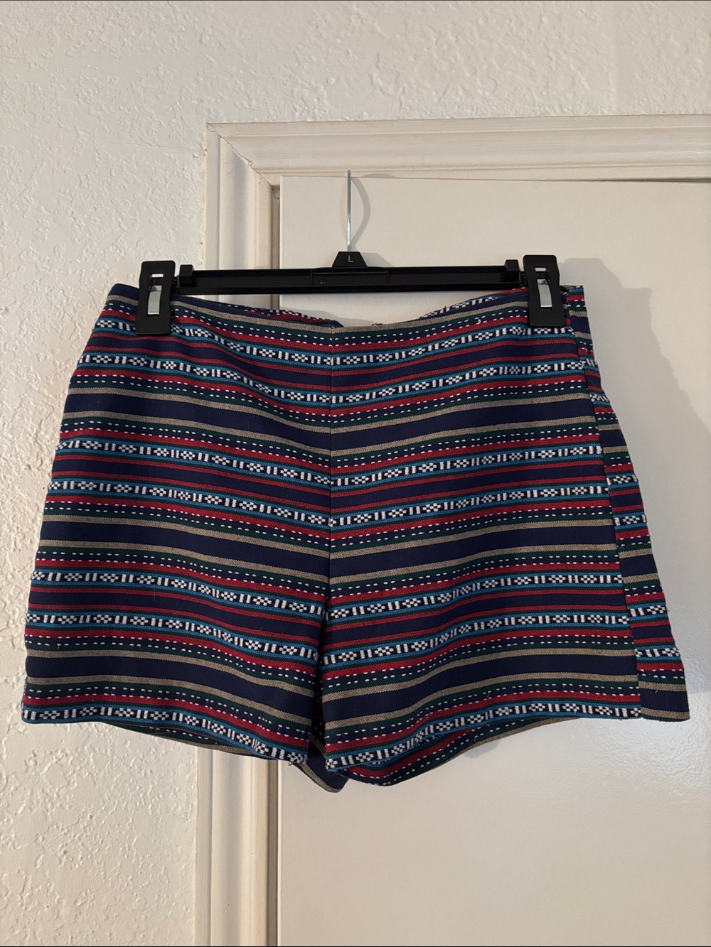 Jolt Navy Striped Shorts with Red, White & Green Accents